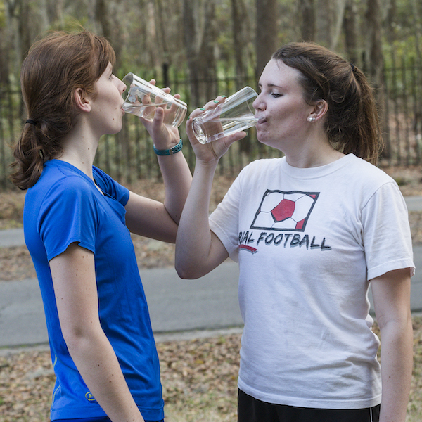 Girls drinking water